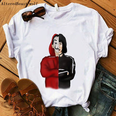 La Casa De Papel women t shirt Harajuku BELLA CIAO letters print Short Sleeve funny Money Heist House of Paper Hip Hop Tops Tees