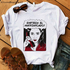 La Casa De Papel women t shirt Harajuku BELLA CIAO letters print Short Sleeve funny Money Heist House of Paper Hip Hop Tops Tees