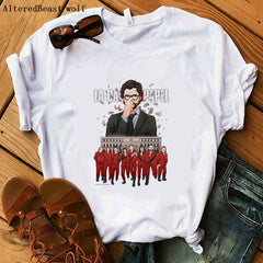 La Casa De Papel women t shirt Harajuku BELLA CIAO letters print Short Sleeve funny Money Heist House of Paper Hip Hop Tops Tees