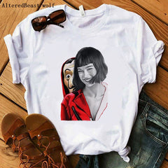 La Casa De Papel women t shirt Harajuku BELLA CIAO letters print Short Sleeve funny Money Heist House of Paper Hip Hop Tops Tees