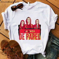 La Casa De Papel women t shirt Harajuku BELLA CIAO letters print Short Sleeve funny Money Heist House of Paper Hip Hop Tops Tees