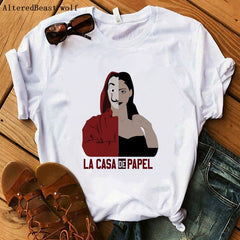 La Casa De Papel women t shirt Harajuku BELLA CIAO letters print Short Sleeve funny Money Heist House of Paper Hip Hop Tops Tees