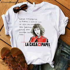 La Casa De Papel women t shirt Harajuku BELLA CIAO letters print Short Sleeve funny Money Heist House of Paper Hip Hop Tops Tees