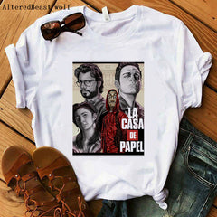 La Casa De Papel women t shirt Harajuku BELLA CIAO letters print Short Sleeve funny Money Heist House of Paper Hip Hop Tops Tees