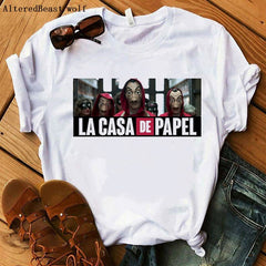 La Casa De Papel women t shirt Harajuku BELLA CIAO letters print Short Sleeve funny Money Heist House of Paper Hip Hop Tops Tees