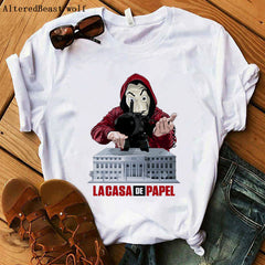 La Casa De Papel women t shirt Harajuku BELLA CIAO letters print Short Sleeve funny Money Heist House of Paper Hip Hop Tops Tees