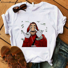 La Casa De Papel women t shirt Harajuku BELLA CIAO letters print Short Sleeve funny Money Heist House of Paper Hip Hop Tops Tees