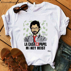 La Casa De Papel women t shirt Harajuku BELLA CIAO letters print Short Sleeve funny Money Heist House of Paper Hip Hop Tops Tees