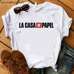 La Casa De Papel women t shirt Harajuku BELLA CIAO letters print Short Sleeve funny Money Heist House of Paper Hip Hop Tops Tees