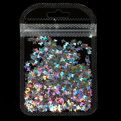 Holographic Butterfly Shape Nail Art Glitter Micro Laser Star Flakes 3D Silver Gold Sequins Polish Manicure Nail Decoration