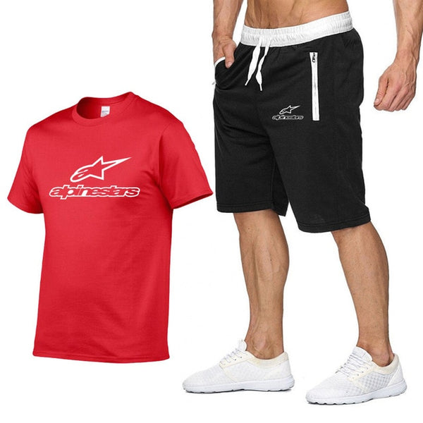 2020 Fashion t-shirt Shorts Set Men Summer 2pc Tracksuit+Shorts Sets Beach Mens Casual Tee Shirts Set Sportswears