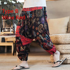 Baggy Cotton Linen Harem Pants Men Hip-hop Women Plus Size Wide Leg Trousers Casual Vintage Long Pants Pantalones Hombre 2020