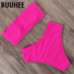 RUUHEE Bandage Bikini Swimwear Women Swimsuit High Waist Bikini Set 2019 Bathing Suit Push Up Maillot De Bain Femme Beachwear