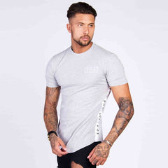 Men Cotton Short sleeve t shirt Fitness Slim Patchwork Black T-shirt Male Brand Gym Tees Tops Summer New Fashion Casual clothing