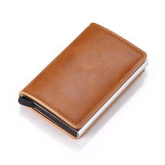 BISI GORO 2020 Business ID Credit Card Holder Men and Women Metal RFID Vintage Aluminium Box PU Leather Card Wallet Note Carbon