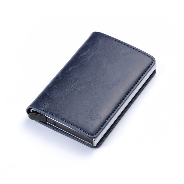 BISI GORO 2020 Business ID Credit Card Holder Men and Women Metal RFID Vintage Aluminium Box PU Leather Card Wallet Note Carbon