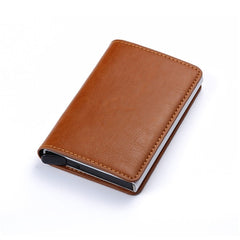 BISI GORO 2020 Business ID Credit Card Holder Men and Women Metal RFID Vintage Aluminium Box PU Leather Card Wallet Note Carbon