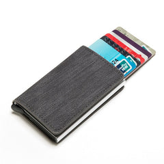 BISI GORO 2020 Business ID Credit Card Holder Men and Women Metal RFID Vintage Aluminium Box PU Leather Card Wallet Note Carbon