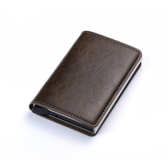 BISI GORO 2020 Business ID Credit Card Holder Men and Women Metal RFID Vintage Aluminium Box PU Leather Card Wallet Note Carbon