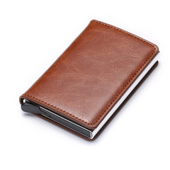 BISI GORO 2020 Business ID Credit Card Holder Men and Women Metal RFID Vintage Aluminium Box PU Leather Card Wallet Note Carbon