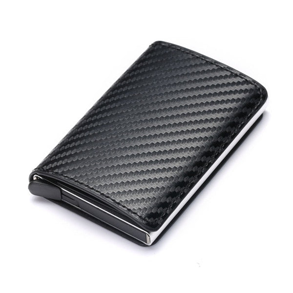 BISI GORO 2020 Business ID Credit Card Holder Men and Women Metal RFID Vintage Aluminium Box PU Leather Card Wallet Note Carbon