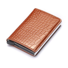 BISI GORO 2020 Business ID Credit Card Holder Men and Women Metal RFID Vintage Aluminium Box PU Leather Card Wallet Note Carbon