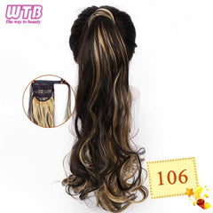 WTB 22" Long Wavy Wrap Around Clip In Ponytail Hair Extension Heat Resistant Synthetic Natural Wave Pony Tail Fake Hair