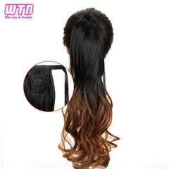 WTB 22" Long Wavy Wrap Around Clip In Ponytail Hair Extension Heat Resistant Synthetic Natural Wave Pony Tail Fake Hair