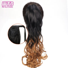 WTB 22" Long Wavy Wrap Around Clip In Ponytail Hair Extension Heat Resistant Synthetic Natural Wave Pony Tail Fake Hair