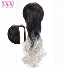 WTB 22" Long Wavy Wrap Around Clip In Ponytail Hair Extension Heat Resistant Synthetic Natural Wave Pony Tail Fake Hair