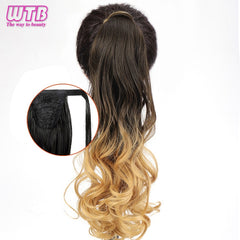 WTB 22" Long Wavy Wrap Around Clip In Ponytail Hair Extension Heat Resistant Synthetic Natural Wave Pony Tail Fake Hair