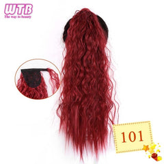 WTB 22" Long Wavy Wrap Around Clip In Ponytail Hair Extension Heat Resistant Synthetic Natural Wave Pony Tail Fake Hair