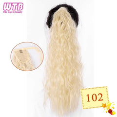 WTB 22" Long Wavy Wrap Around Clip In Ponytail Hair Extension Heat Resistant Synthetic Natural Wave Pony Tail Fake Hair