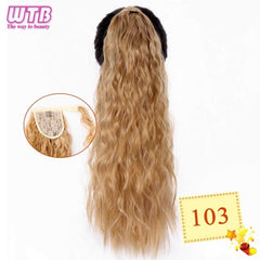 WTB 22" Long Wavy Wrap Around Clip In Ponytail Hair Extension Heat Resistant Synthetic Natural Wave Pony Tail Fake Hair