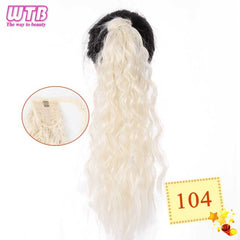 WTB 22" Long Wavy Wrap Around Clip In Ponytail Hair Extension Heat Resistant Synthetic Natural Wave Pony Tail Fake Hair