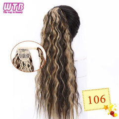 WTB 22" Long Wavy Wrap Around Clip In Ponytail Hair Extension Heat Resistant Synthetic Natural Wave Pony Tail Fake Hair