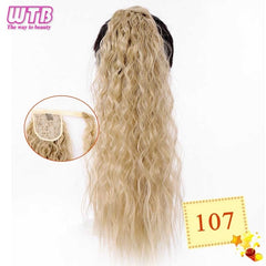 WTB 22" Long Wavy Wrap Around Clip In Ponytail Hair Extension Heat Resistant Synthetic Natural Wave Pony Tail Fake Hair