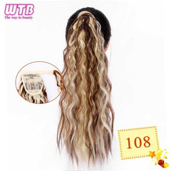 WTB 22" Long Wavy Wrap Around Clip In Ponytail Hair Extension Heat Resistant Synthetic Natural Wave Pony Tail Fake Hair