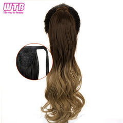 WTB 22" Long Wavy Wrap Around Clip In Ponytail Hair Extension Heat Resistant Synthetic Natural Wave Pony Tail Fake Hair