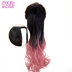 WTB 22" Long Wavy Wrap Around Clip In Ponytail Hair Extension Heat Resistant Synthetic Natural Wave Pony Tail Fake Hair