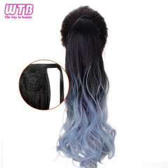 WTB 22" Long Wavy Wrap Around Clip In Ponytail Hair Extension Heat Resistant Synthetic Natural Wave Pony Tail Fake Hair