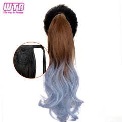 WTB 22" Long Wavy Wrap Around Clip In Ponytail Hair Extension Heat Resistant Synthetic Natural Wave Pony Tail Fake Hair