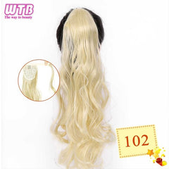 WTB 22" Long Wavy Wrap Around Clip In Ponytail Hair Extension Heat Resistant Synthetic Natural Wave Pony Tail Fake Hair