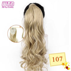 WTB 22" Long Wavy Wrap Around Clip In Ponytail Hair Extension Heat Resistant Synthetic Natural Wave Pony Tail Fake Hair