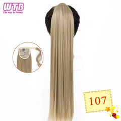 WTB 22" Long Wavy Wrap Around Clip In Ponytail Hair Extension Heat Resistant Synthetic Natural Wave Pony Tail Fake Hair