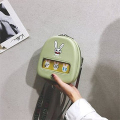 Cute Graffiti Clear Bookbags Women Schoolbags For Girls Small Cartoon Rabbit Chick School Travel Backpaks Women Pu Back Pack New