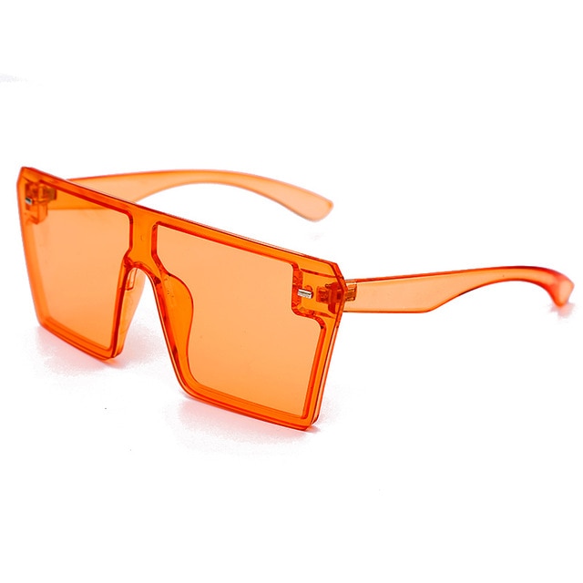 Oversized Square Designer Sunglasses Women Flat Top One Piece Shade  MirrorUV400#