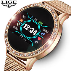 LIGE Ladies Smart Watch Women Blood Pressure Heart Rate Monitor Fitness tracker Sport Smart Band Alarm clock reminder Smartwatch