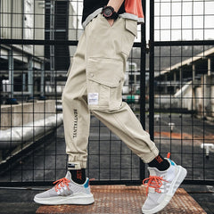 Cargo Pants Joggers Men Pants Multi-pocket Ribbons Man Sweatpants Elastic waist Male Trouser