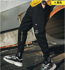 Cargo Pants Joggers Men Pants Multi-pocket Ribbons Man Sweatpants Elastic waist Male Trouser